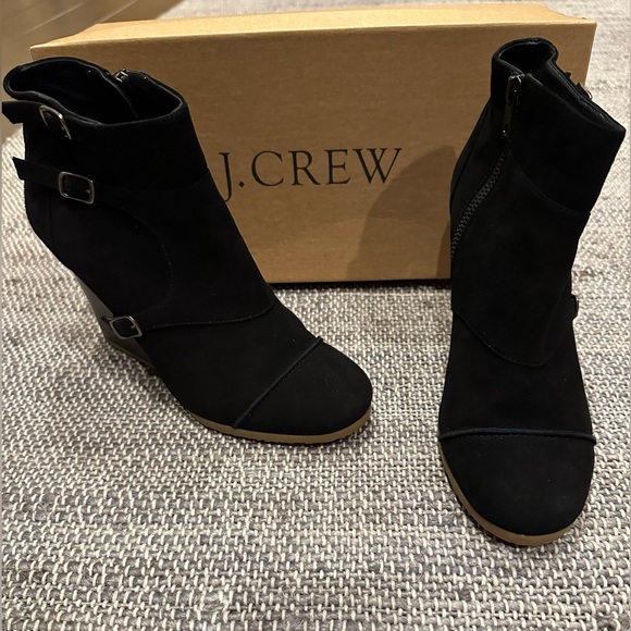 J. Crew black suede wedge booties 8.5 - Picture 2 of 12